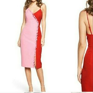 Bardot  Pink and Red Ruffle Dress Sz 10 / L romantic perfect to valentine day ❤️